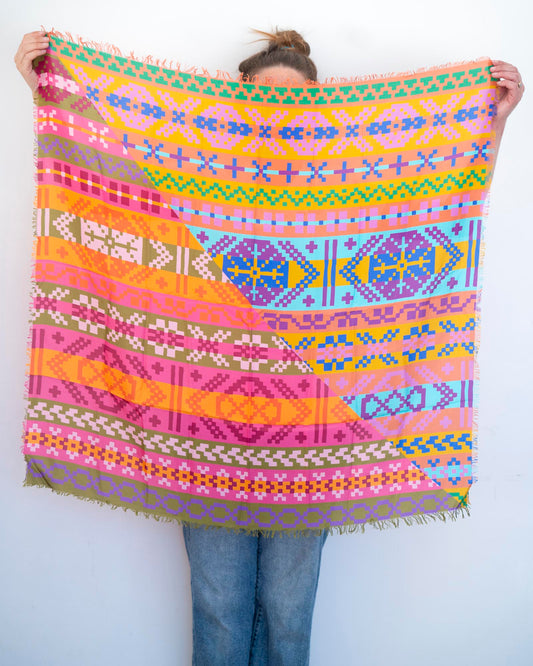 Autumn on the Plains Silk Wild Rag Scarf - Fair Isle
