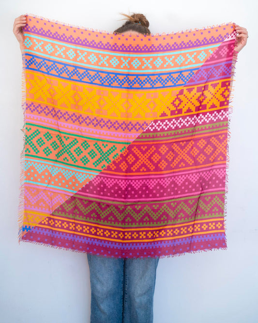 Autumn on the Plains Silk Wild Rag Scarf - Norwegian