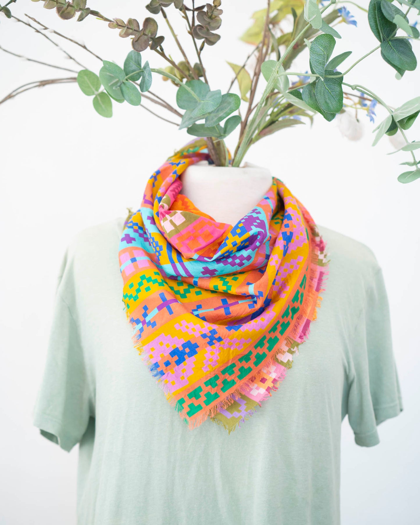 Autumn on the Plains Silk Bandana Scarf - Fair Isle