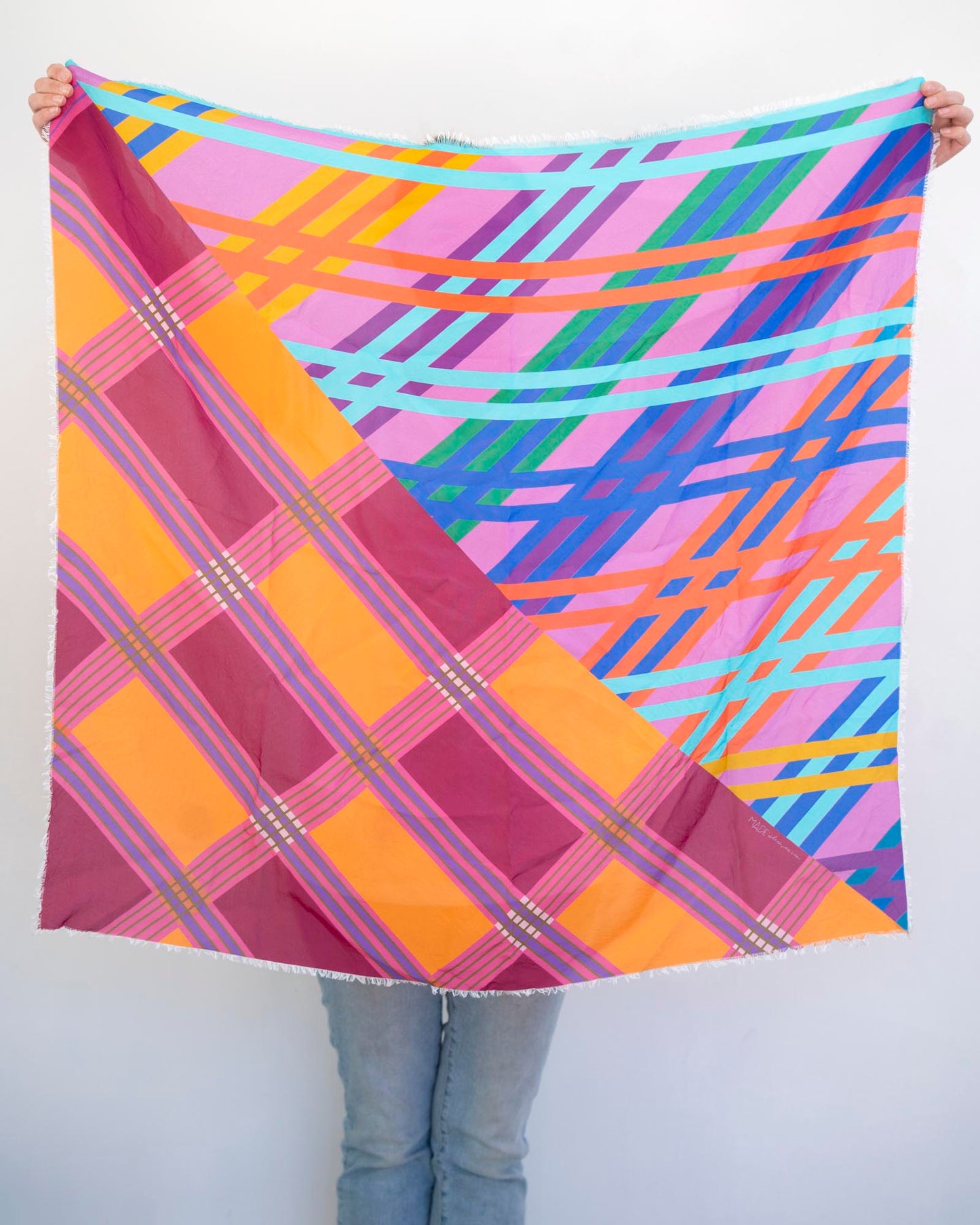 Autumn on the Plains Silk Wild Rag Scarf - Stripes