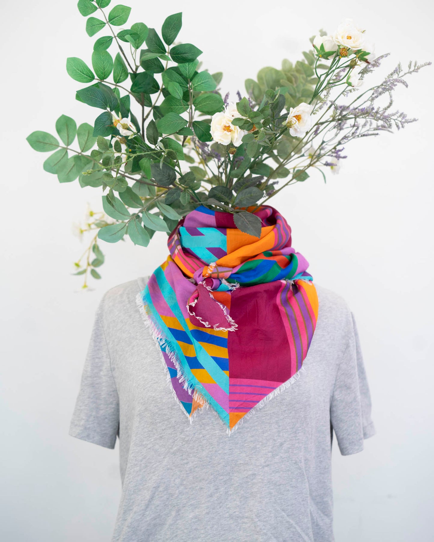 Autumn on the Plains Silk Wild Rag Scarf - Stripes