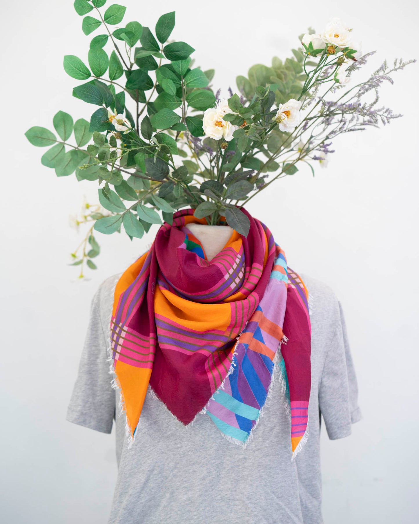 Autumn on the Plains Silk Wild Rag Scarf - Stripes