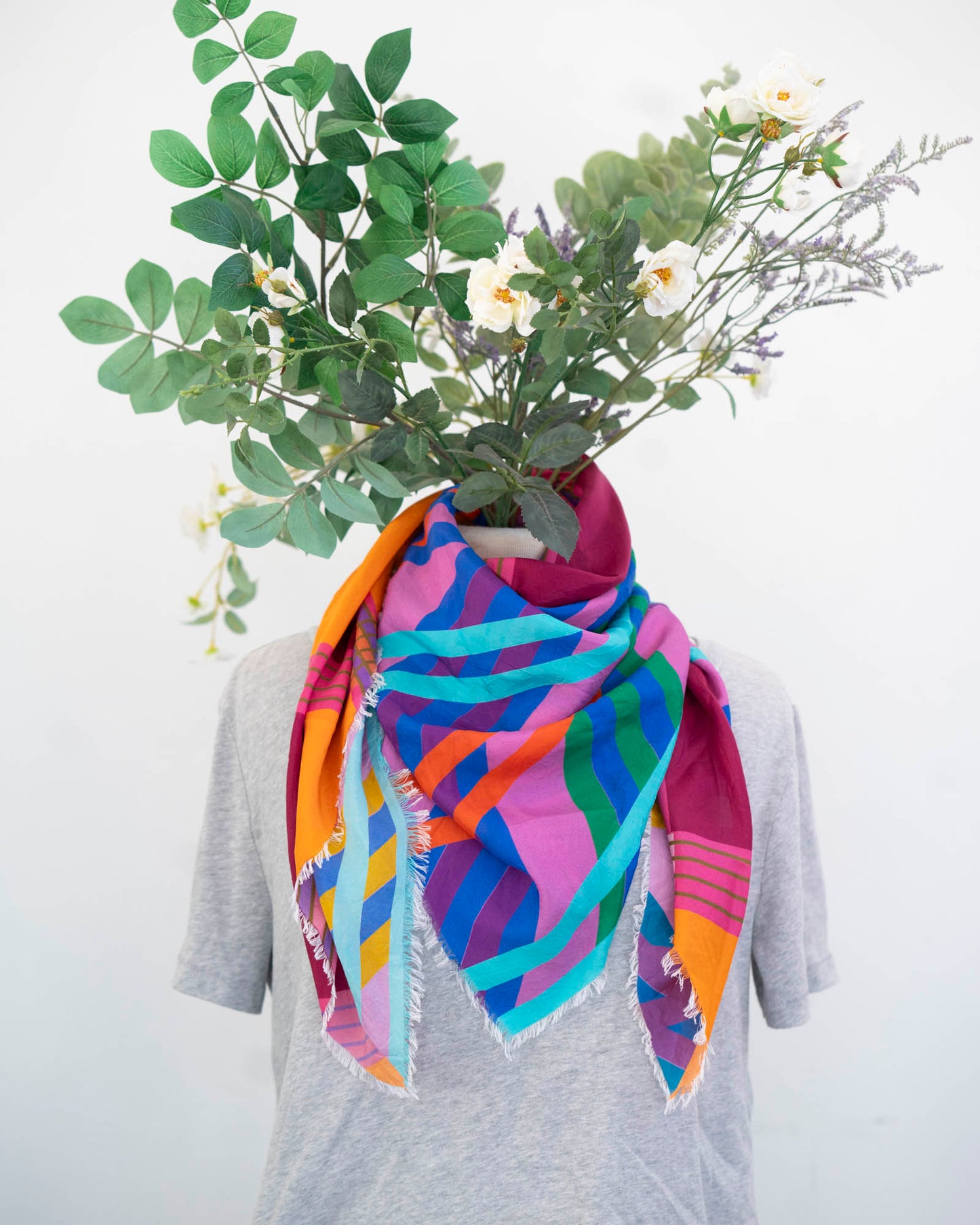 Autumn on the Plains Silk Wild Rag Scarf - Stripes