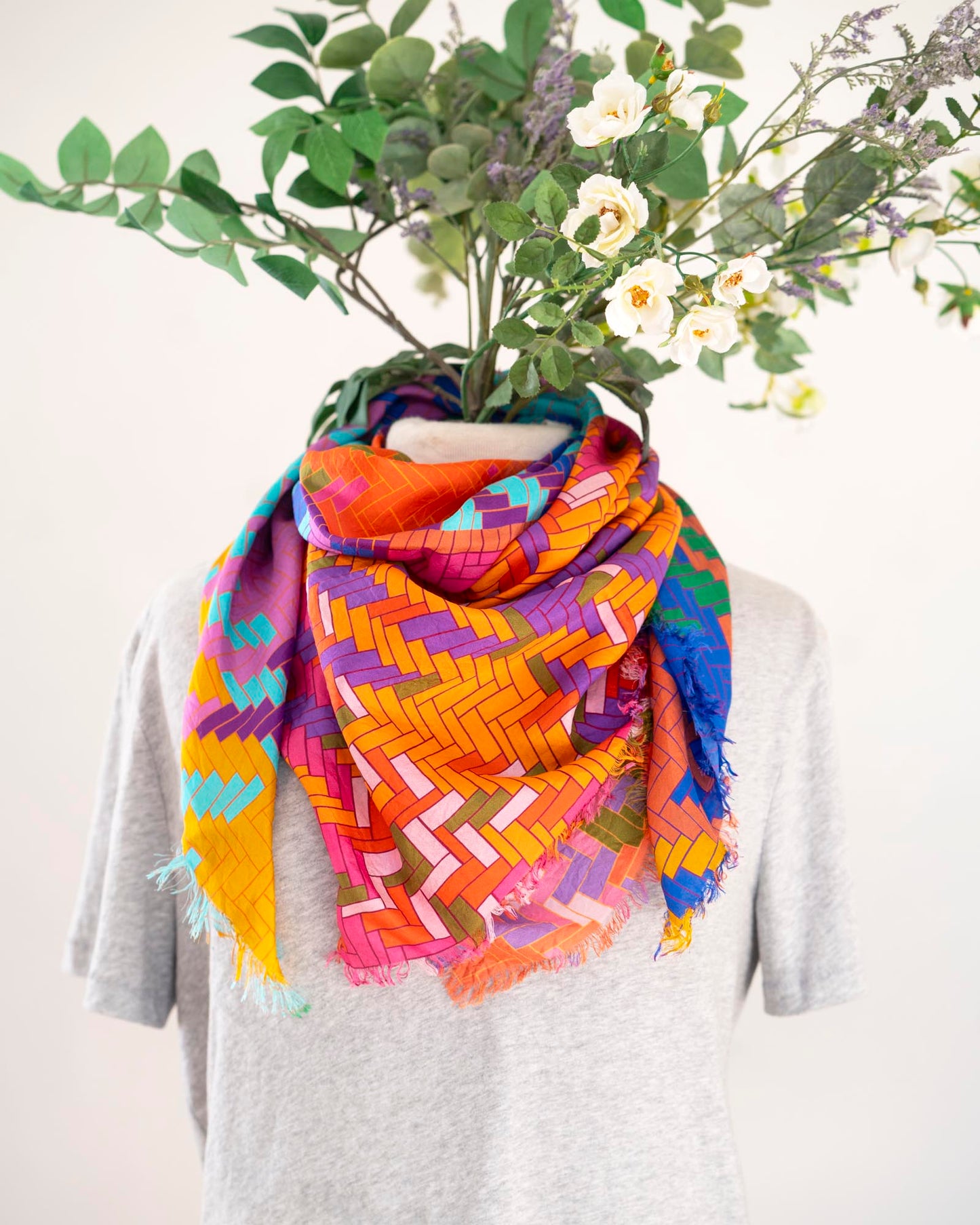 Autumn on the Plains Silk Wild Rag Scarf - Tartan & Tweed