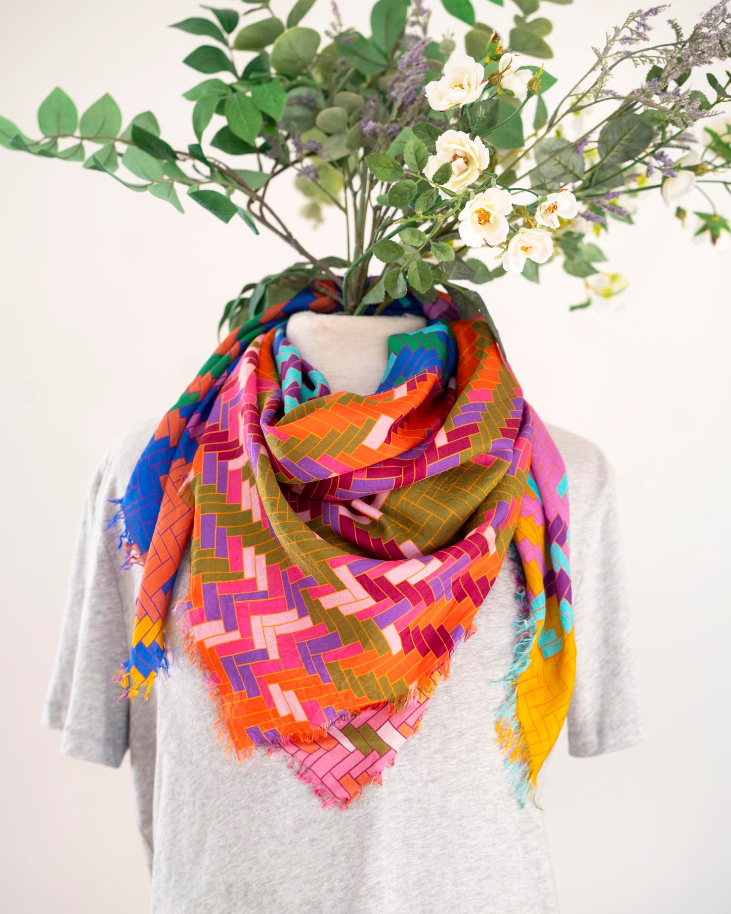 Autumn on the Plains Silk Wild Rag Scarf - Tartan & Tweed