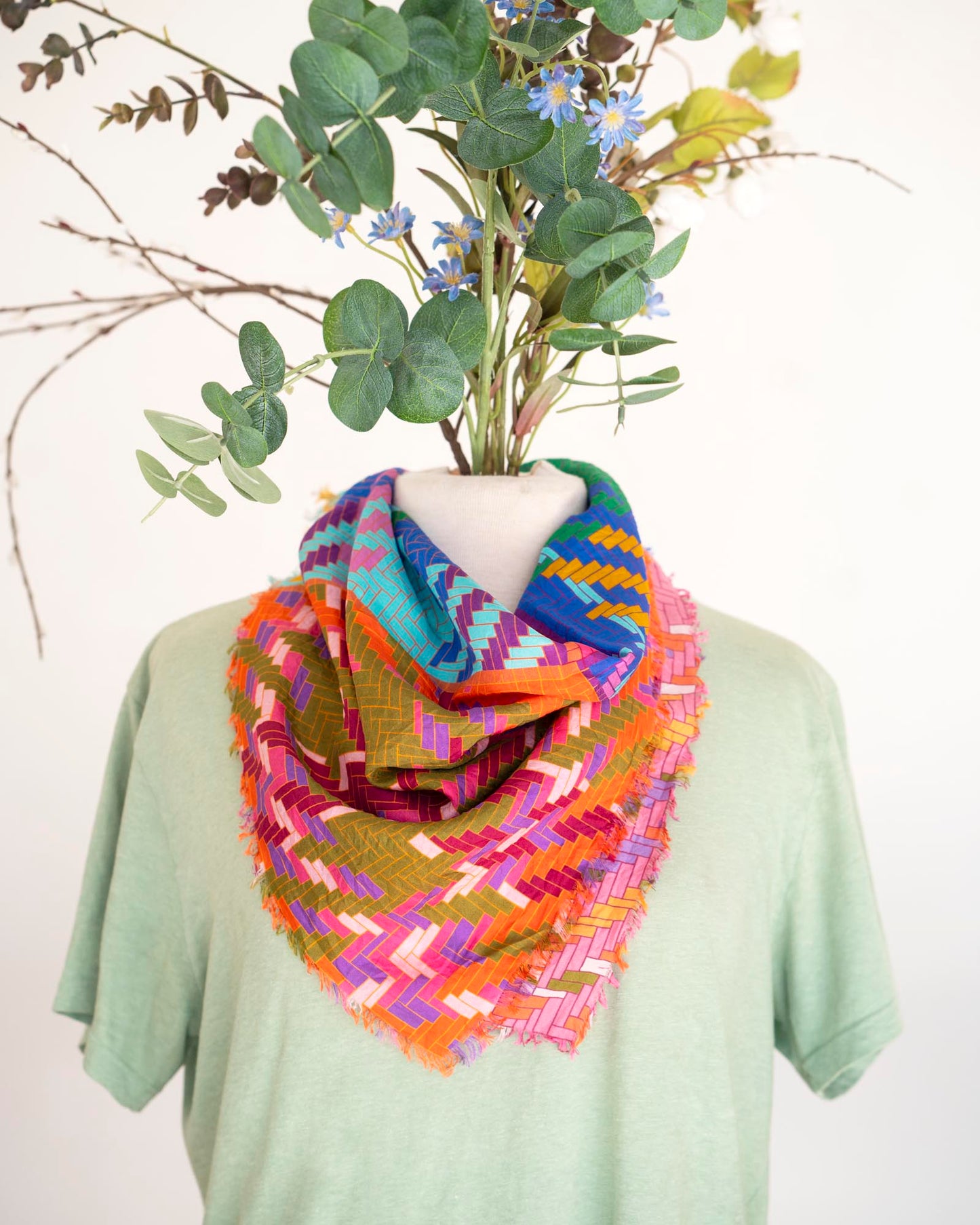 Autumn on the Plains Silk Bandana Scarf - Tartan & Tweed