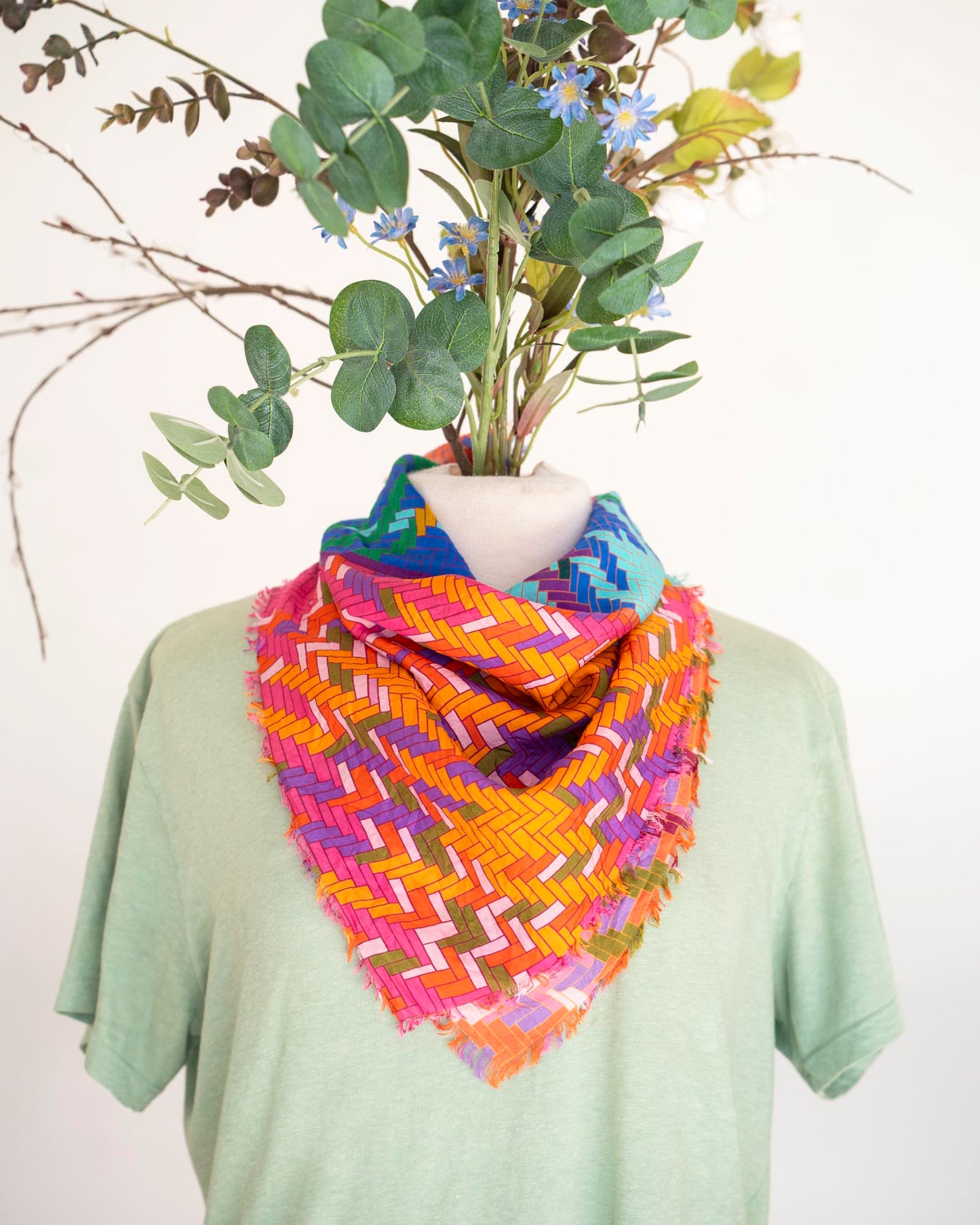 Autumn on the Plains Silk Bandana Scarf - Tartan & Tweed