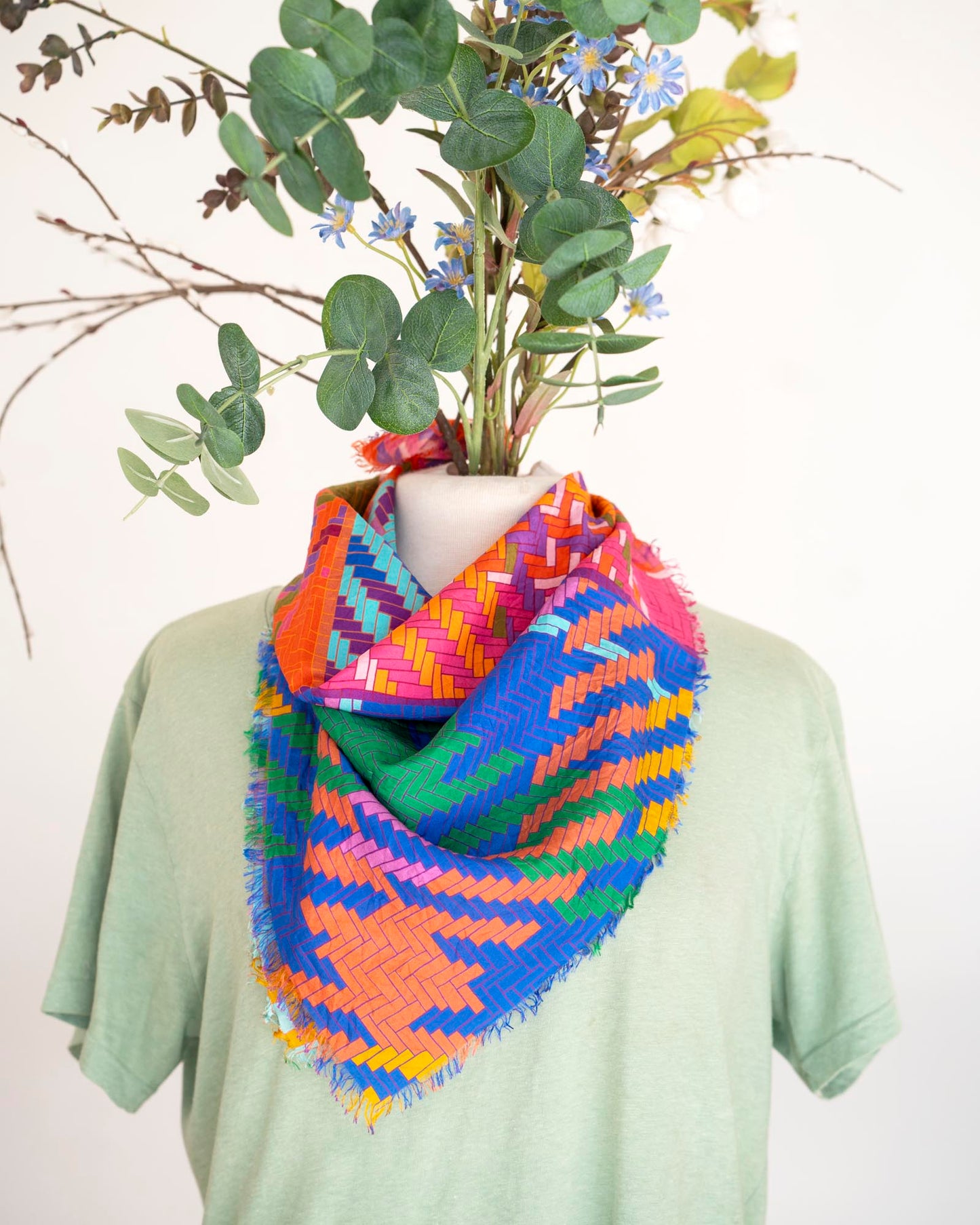 Autumn on the Plains Silk Bandana Scarf - Tartan & Tweed