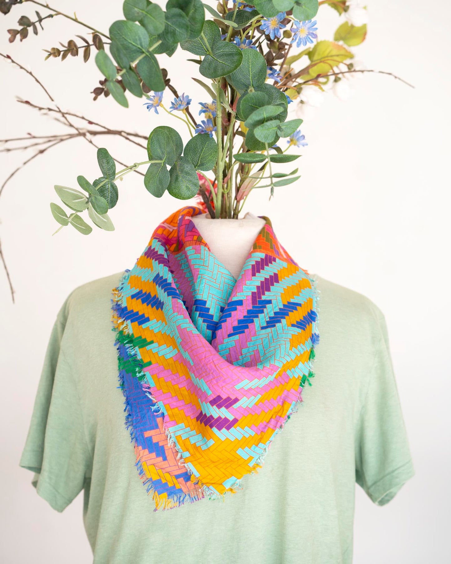 Autumn on the Plains Silk Bandana Scarf - Tartan & Tweed