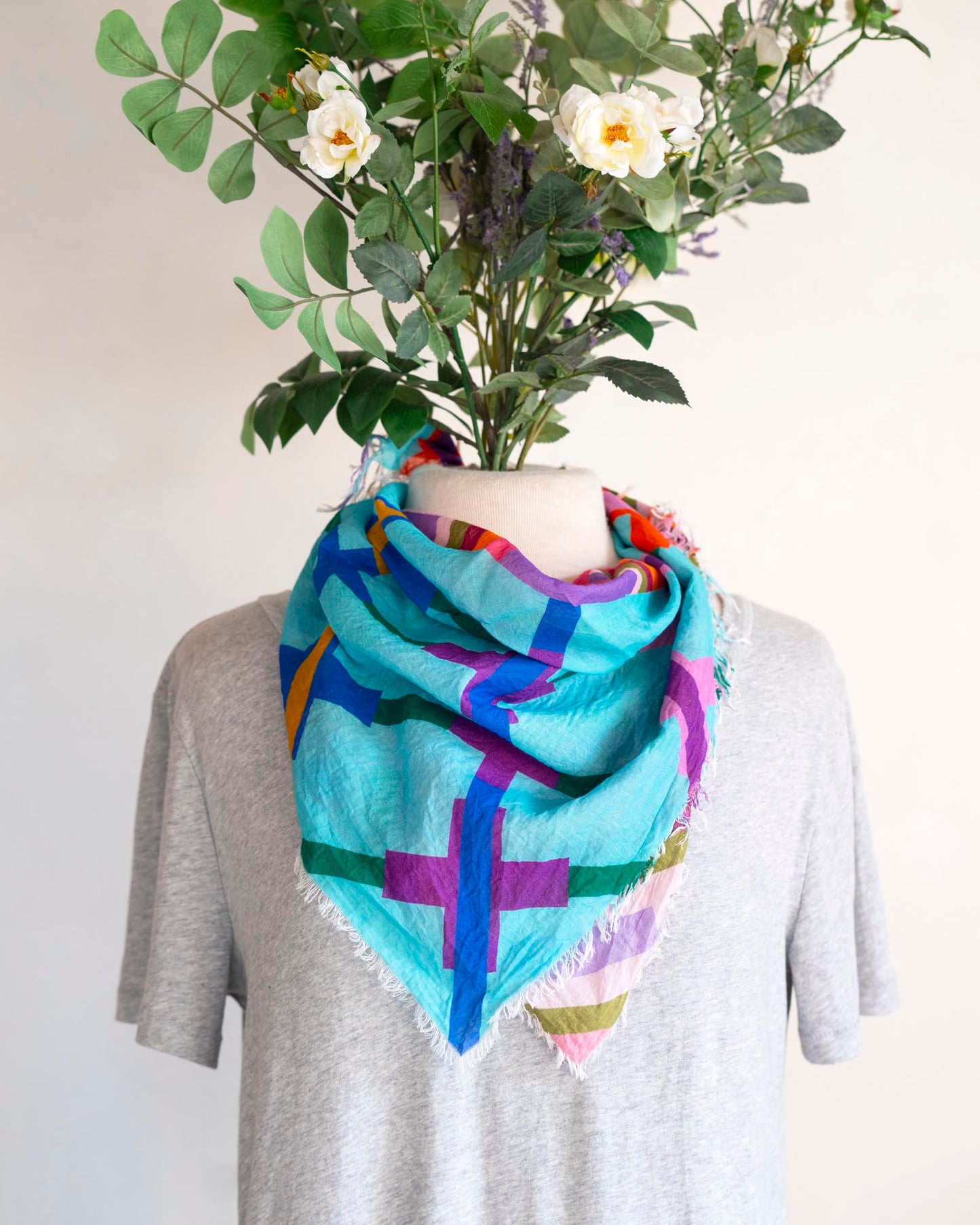 Autumn on the Plains Cotton Scarf - Crossed