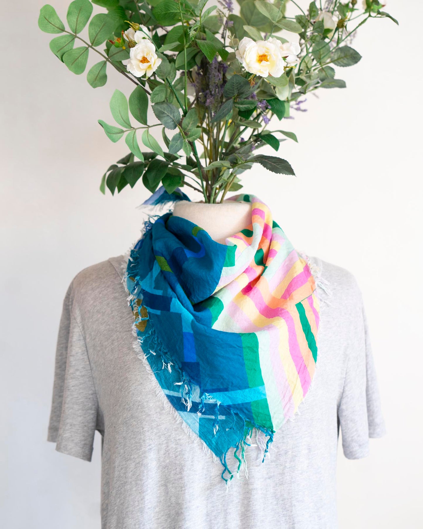 Spring in the Mountains Cotton Scarf - Crossed