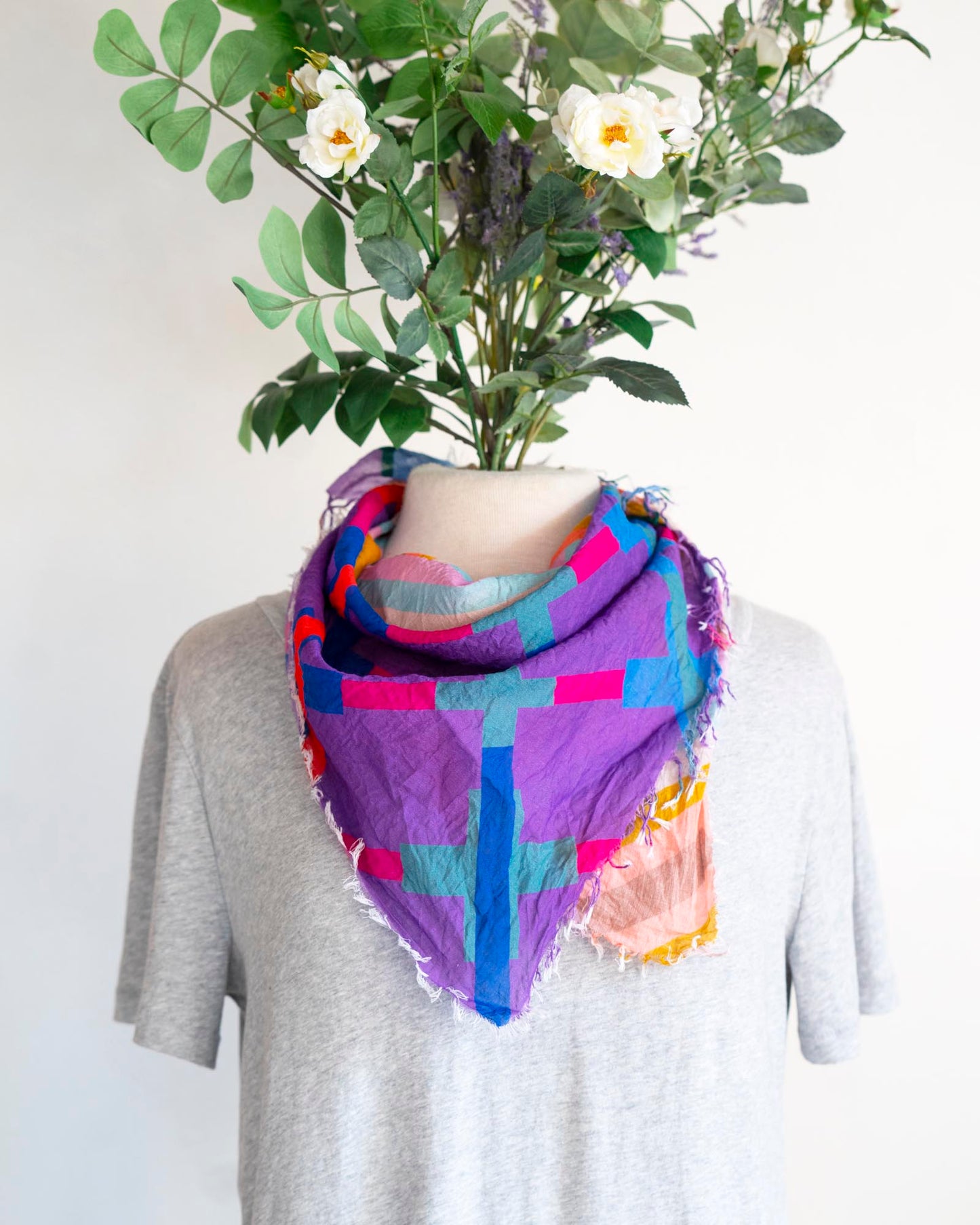 Summer in the Desert Cotton Scarf - Crossed