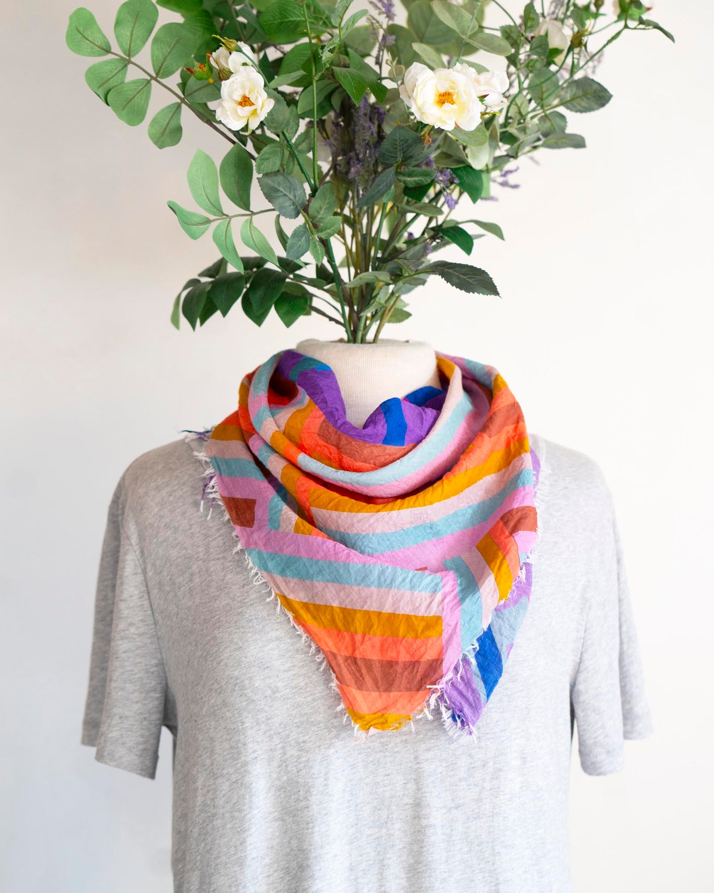 Summer in the Desert Cotton Scarf - Crossed