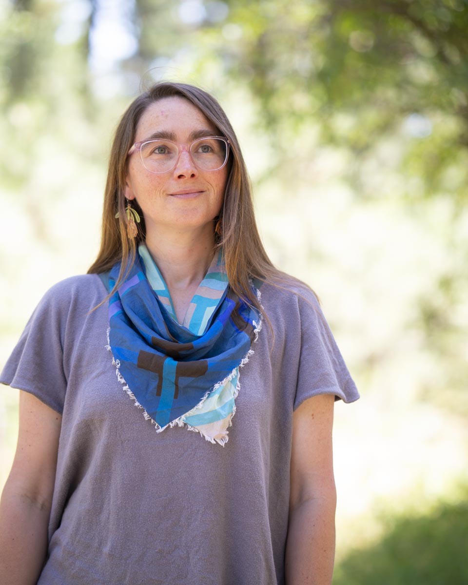 Winter on the Coast Silk Bandana Scarf - Crossed