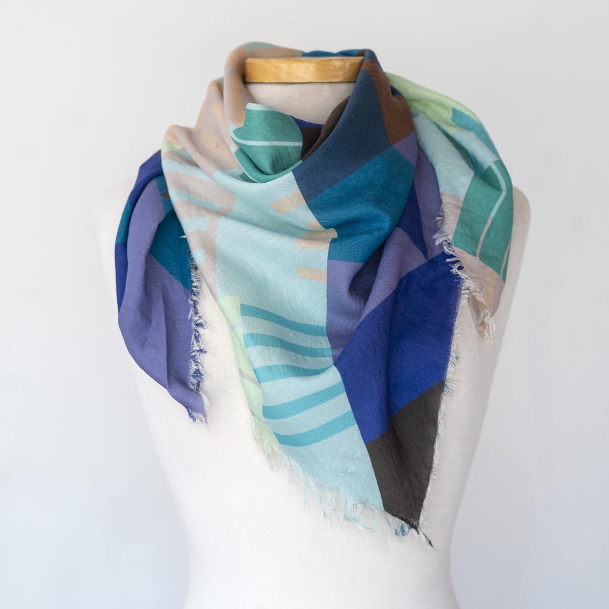 Winter on the Coast Wool & Silk Scarf - Stripes