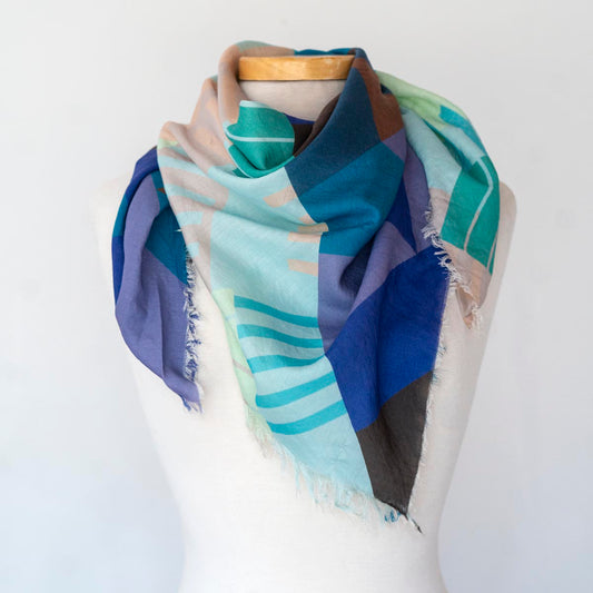 Winter on the Coast Wool & Silk Scarf - Stripes