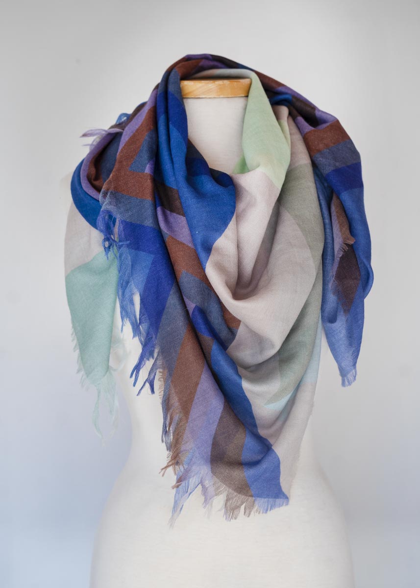 Winter on the Coast Wool & Cashmere Scarf - Diamonds