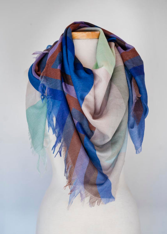 Winter on the Coast Wool & Cashmere Scarf - Diamonds