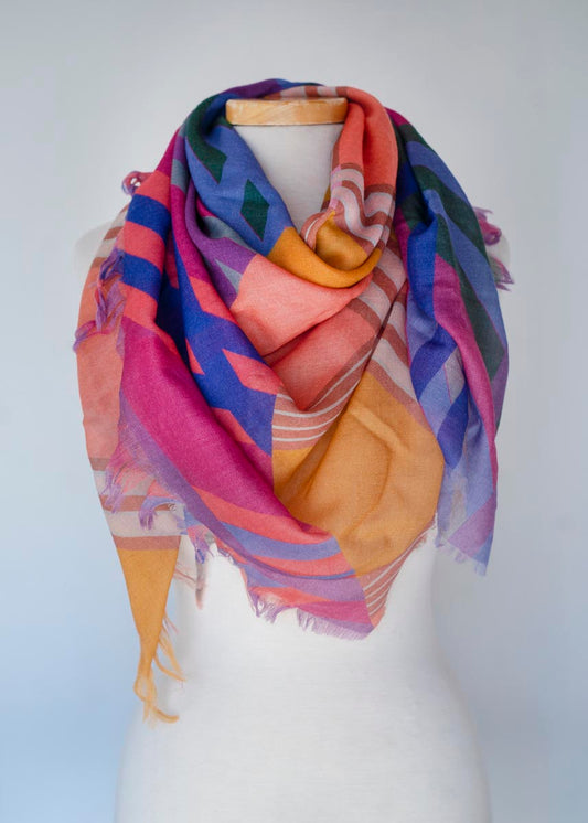 City in the Desert Wool & Cashmere Scarf - Stripes