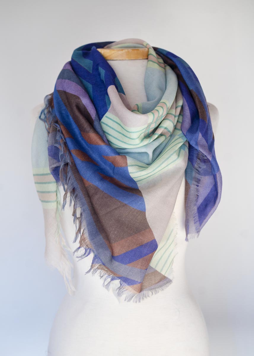 Winter on the Coast Wool & Cashmere Scarf - Stripes