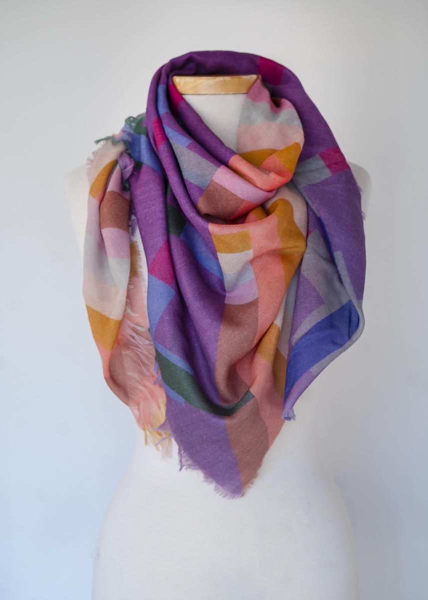 City in the Desert Wool & Cashmere Scarf - Crossed