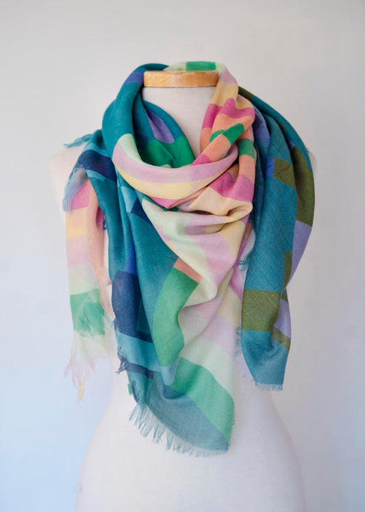 Spring in the Mountains Wool & Cashmere Scarf - Crossed