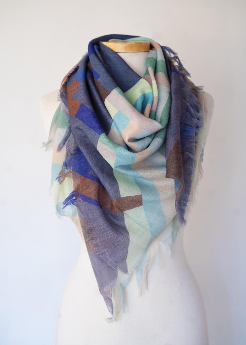 Winter on the Coast Wool & Cashmere Scarf - Crossed