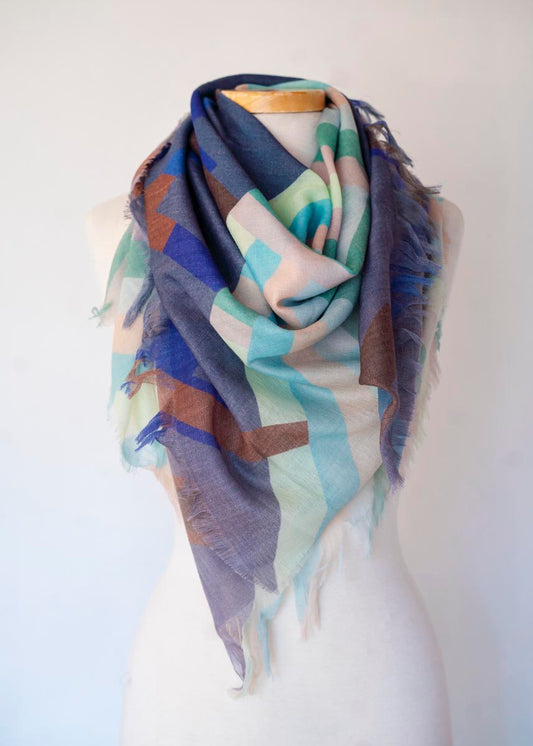 Winter on the Coast Wool & Cashmere Scarf - Crossed