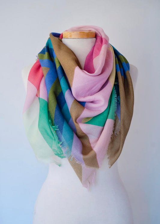 Spring in the Mountains Wool & Cashmere Scarf - Diamonds