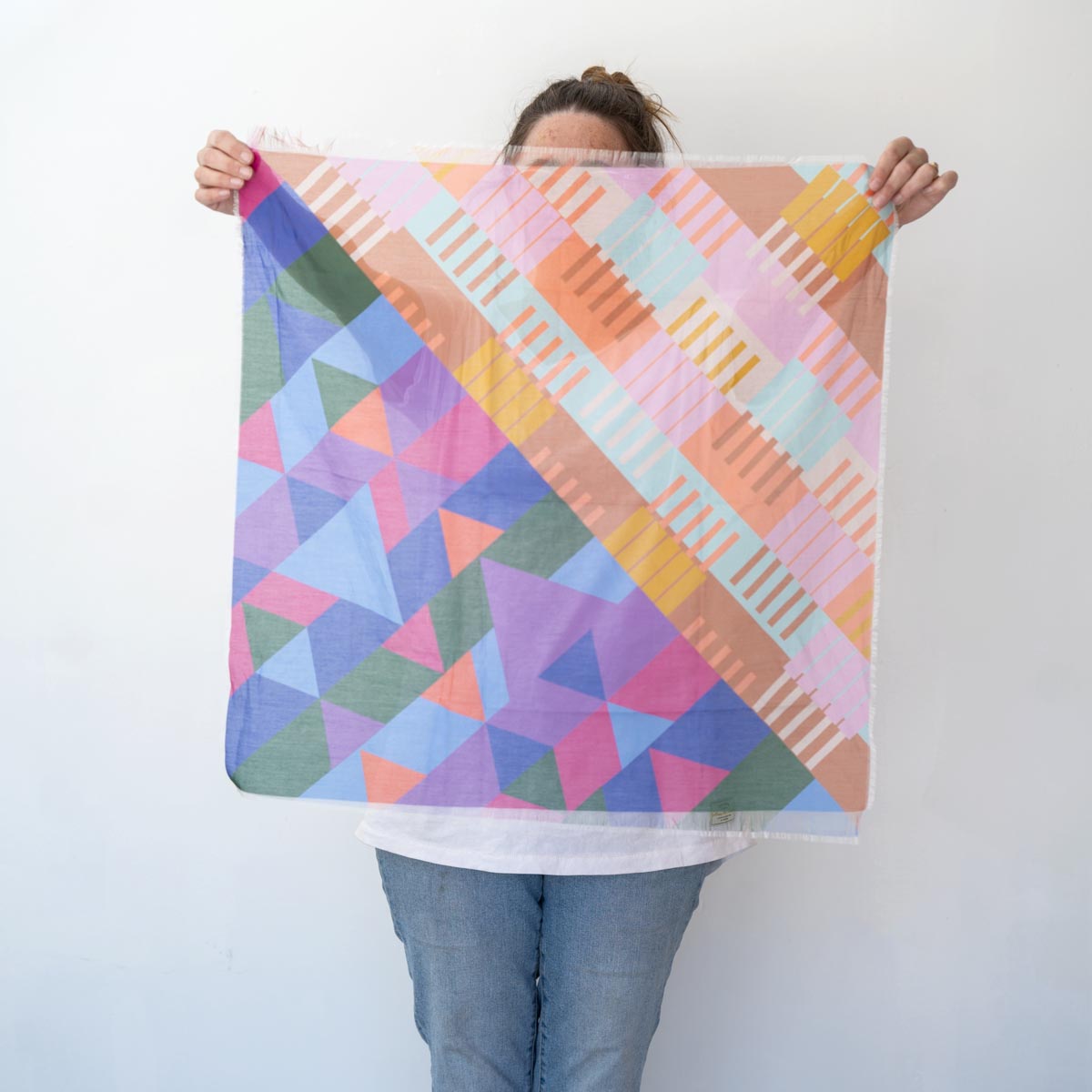 City in the Desert Cotton & Silk Scarf - Shapes