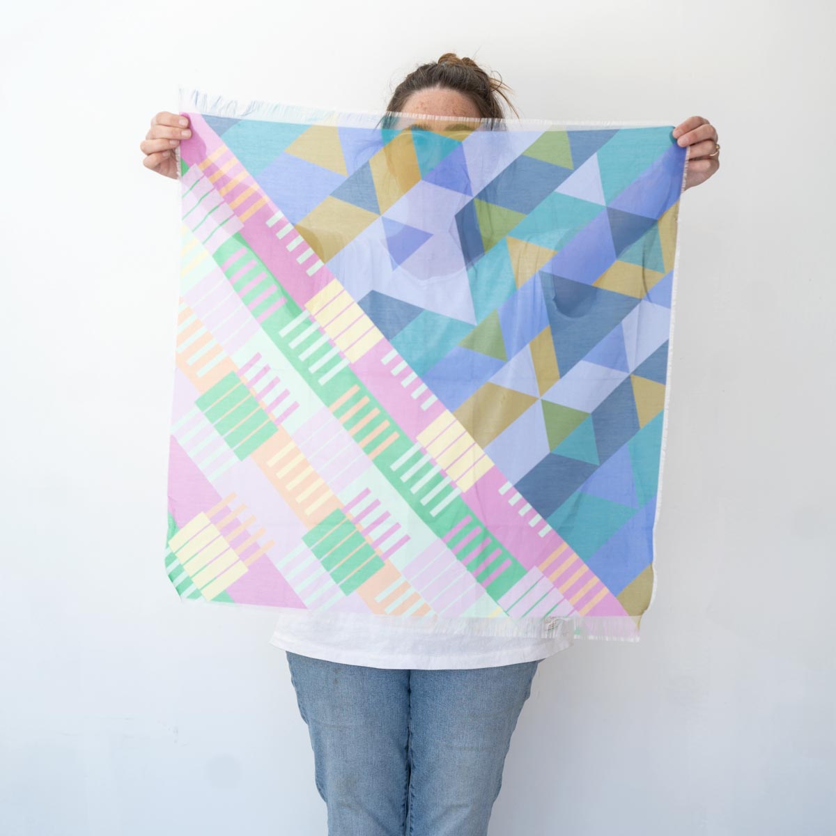 Summer in the Mountains Cotton & Silk Scarf - Shapes