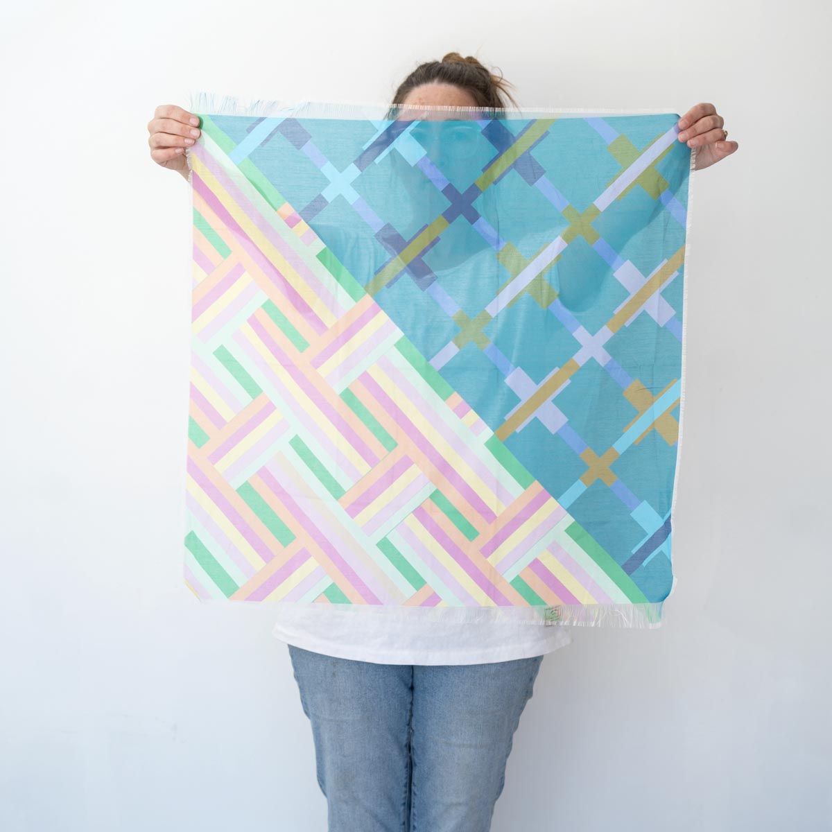 Spring in the Mountains Cotton & Silk Scarf - Crossed