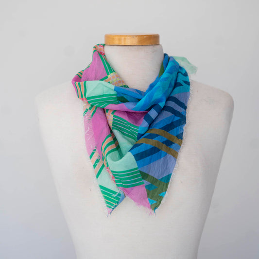 Summer in the Mountains Cotton & Silk Scarf - Stripes