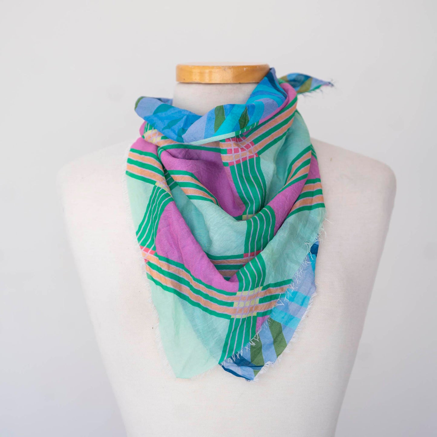 Summer in the Mountains Cotton & Silk Scarf - Stripes