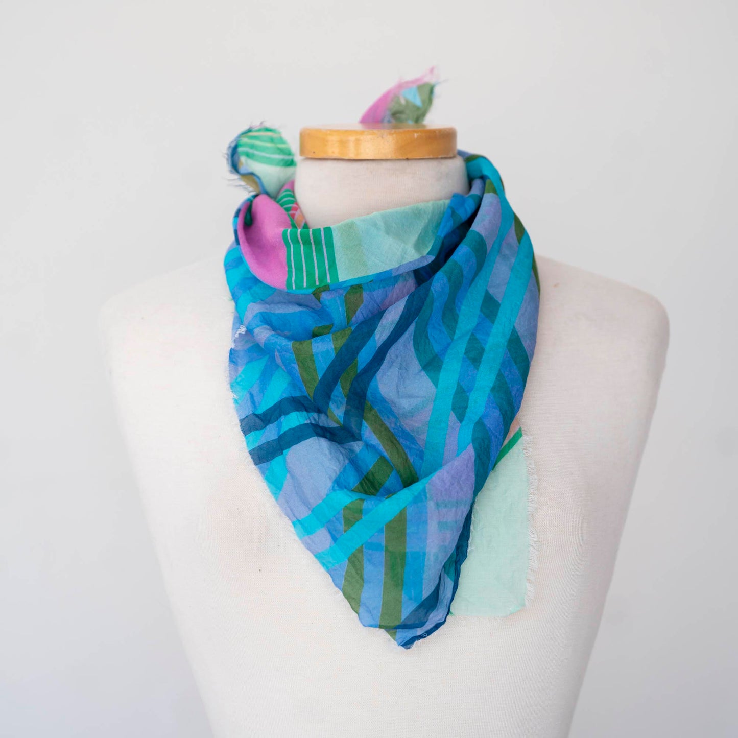 Summer in the Mountains Cotton & Silk Scarf - Stripes