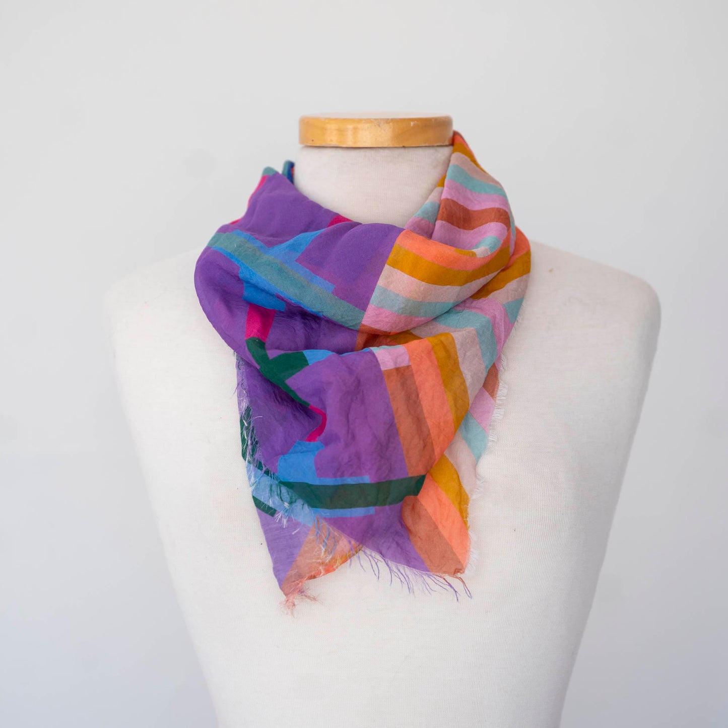 Summer in the Desert Cotton & Silk Scarf - Crossed