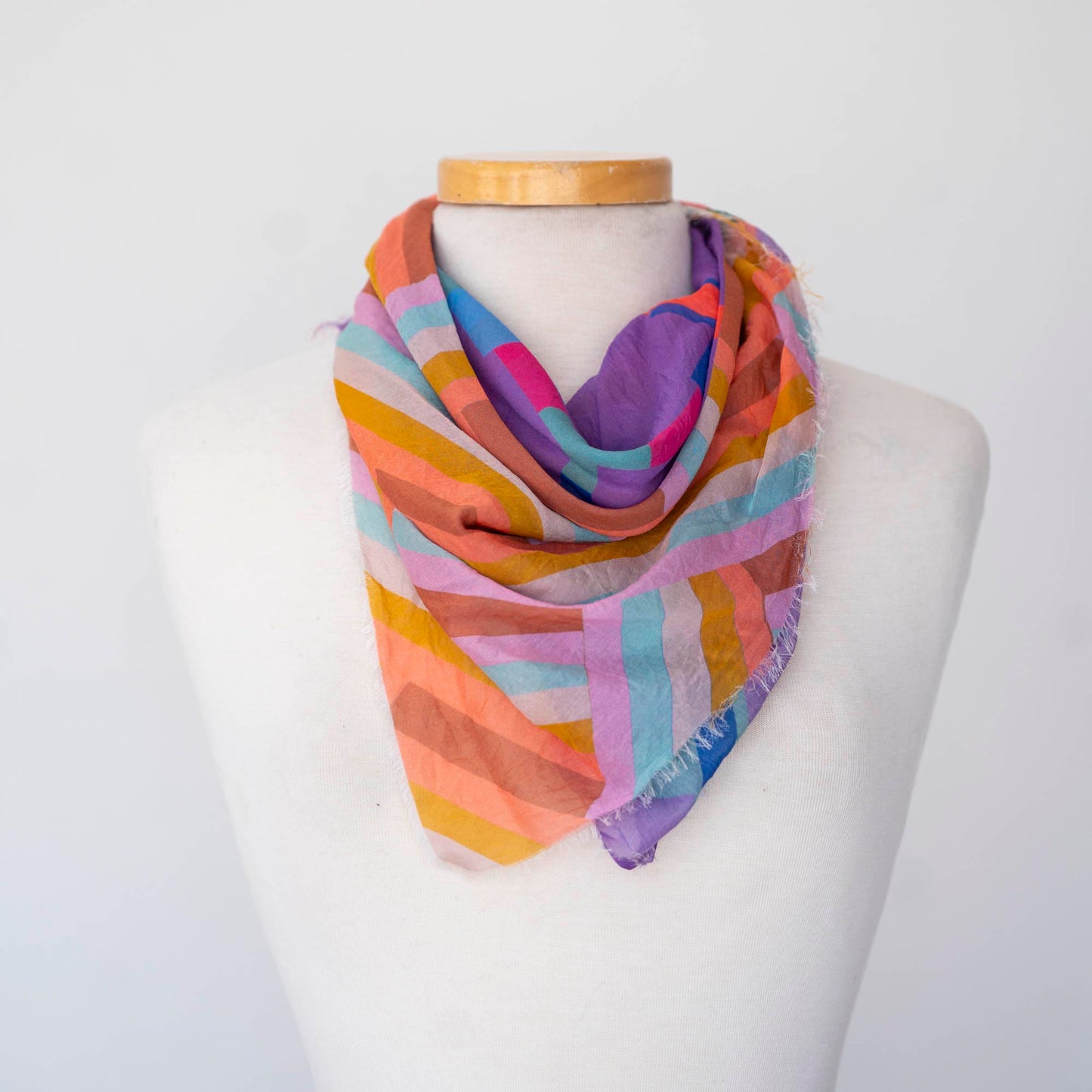 City in the Desert Cotton & Silk Scarf - Crossed