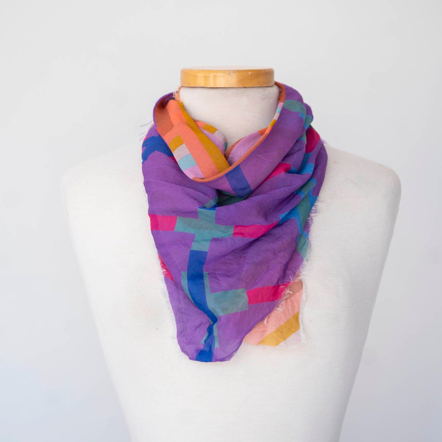 Summer in the Desert Cotton & Silk Scarf - Crossed