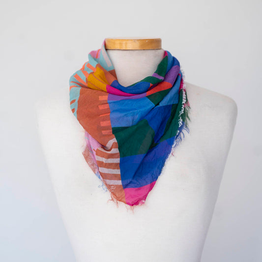 City in the Desert Cotton & Silk Scarf - Shapes