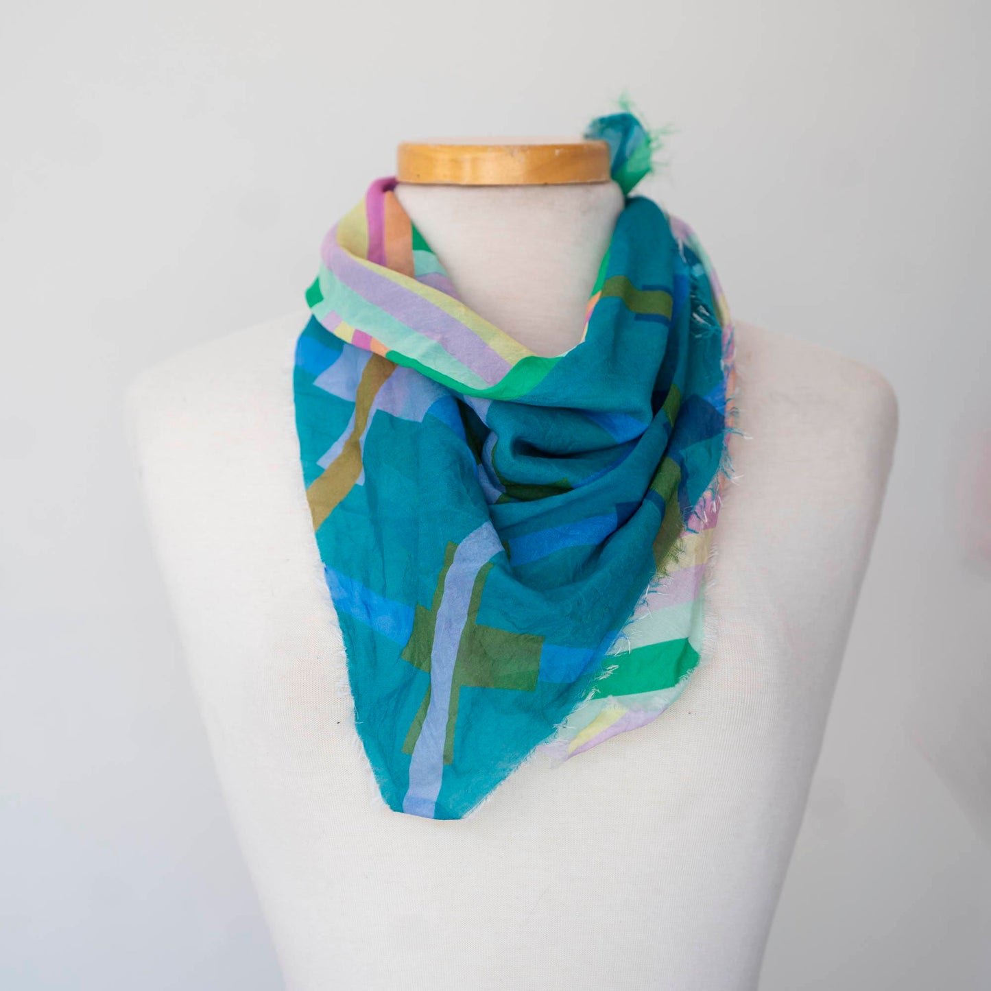 Spring in the Mountains Cotton & Silk Scarf - Crossed