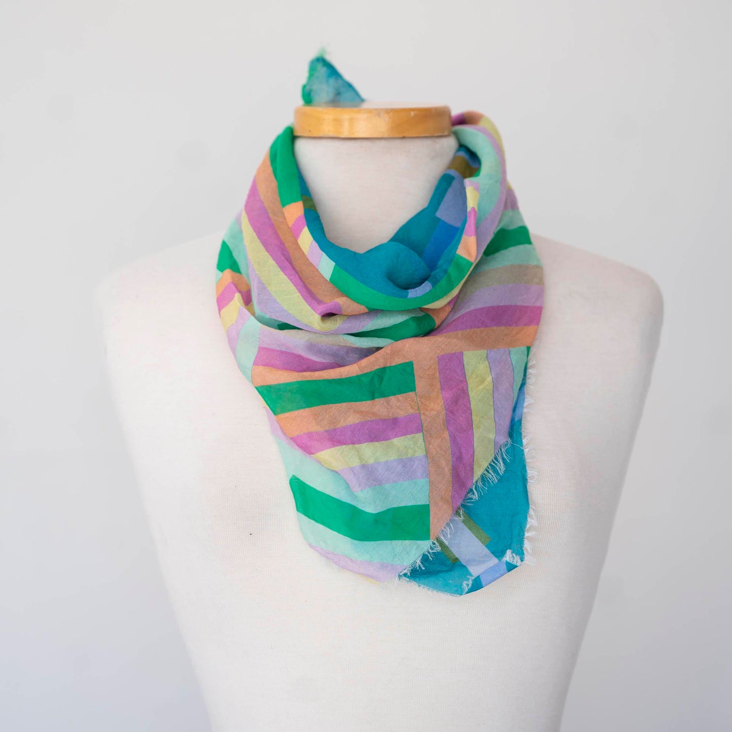 Spring in the Mountains Cotton & Silk Scarf - Crossed