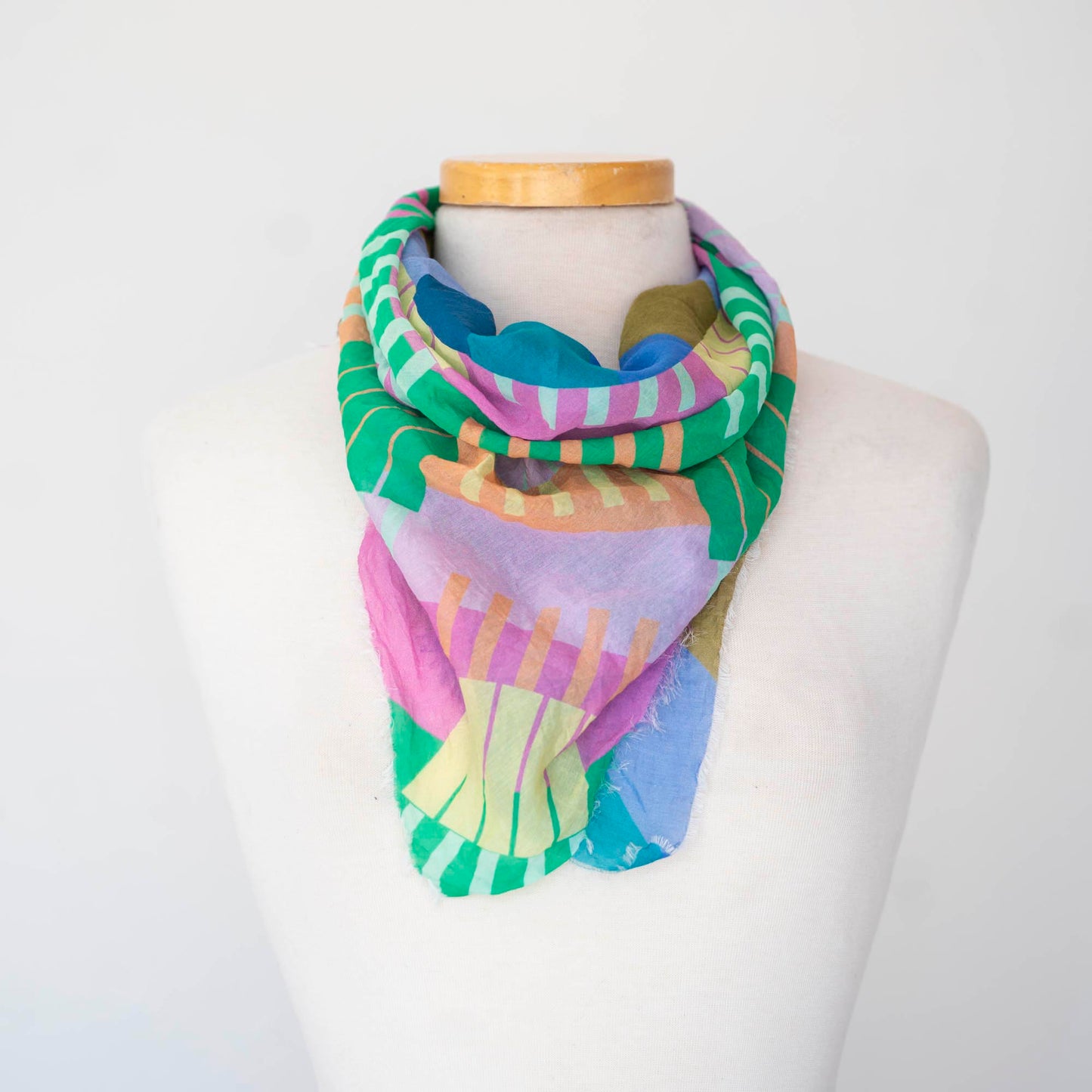 Summer in the Mountains Cotton & Silk Scarf - Shapes