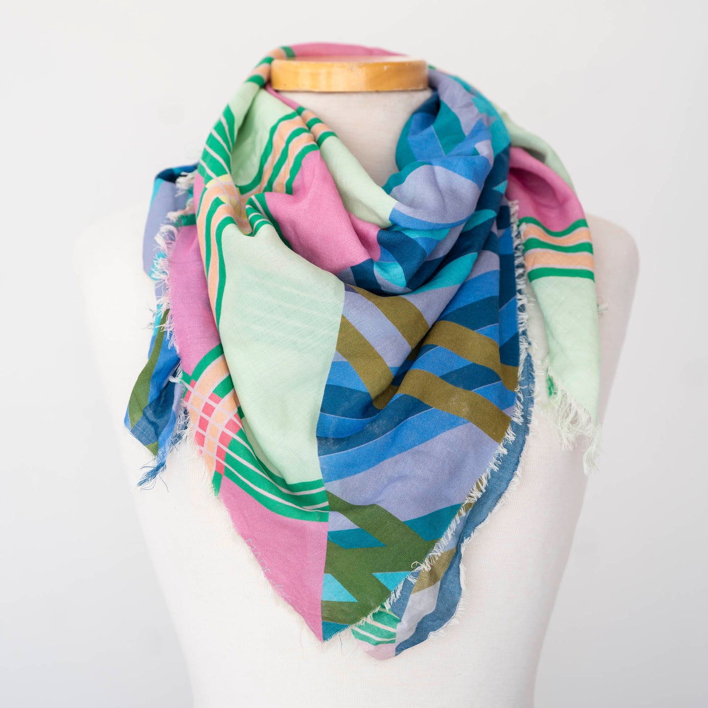 Summer in the Mountains Wool & Silk Scarf - Stripes