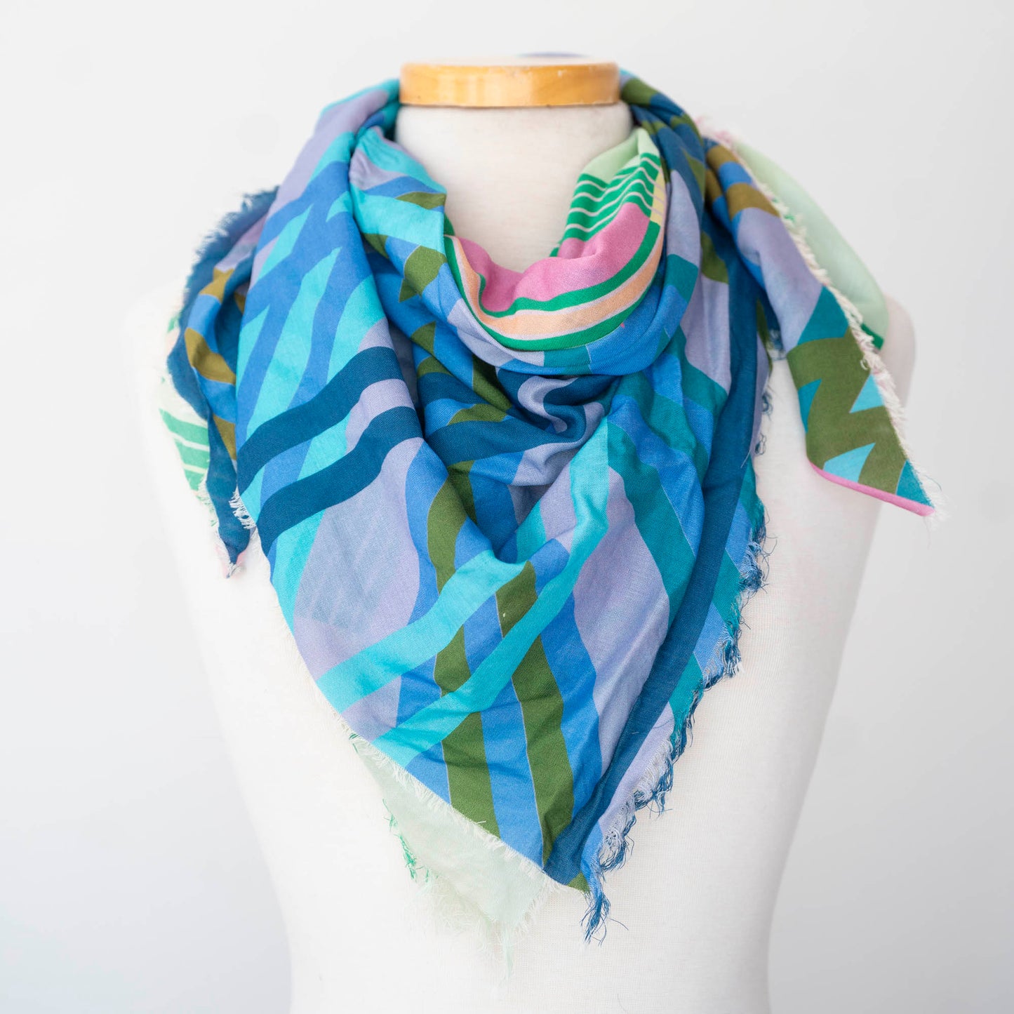 Summer in the Mountains Wool & Silk Scarf - Stripes