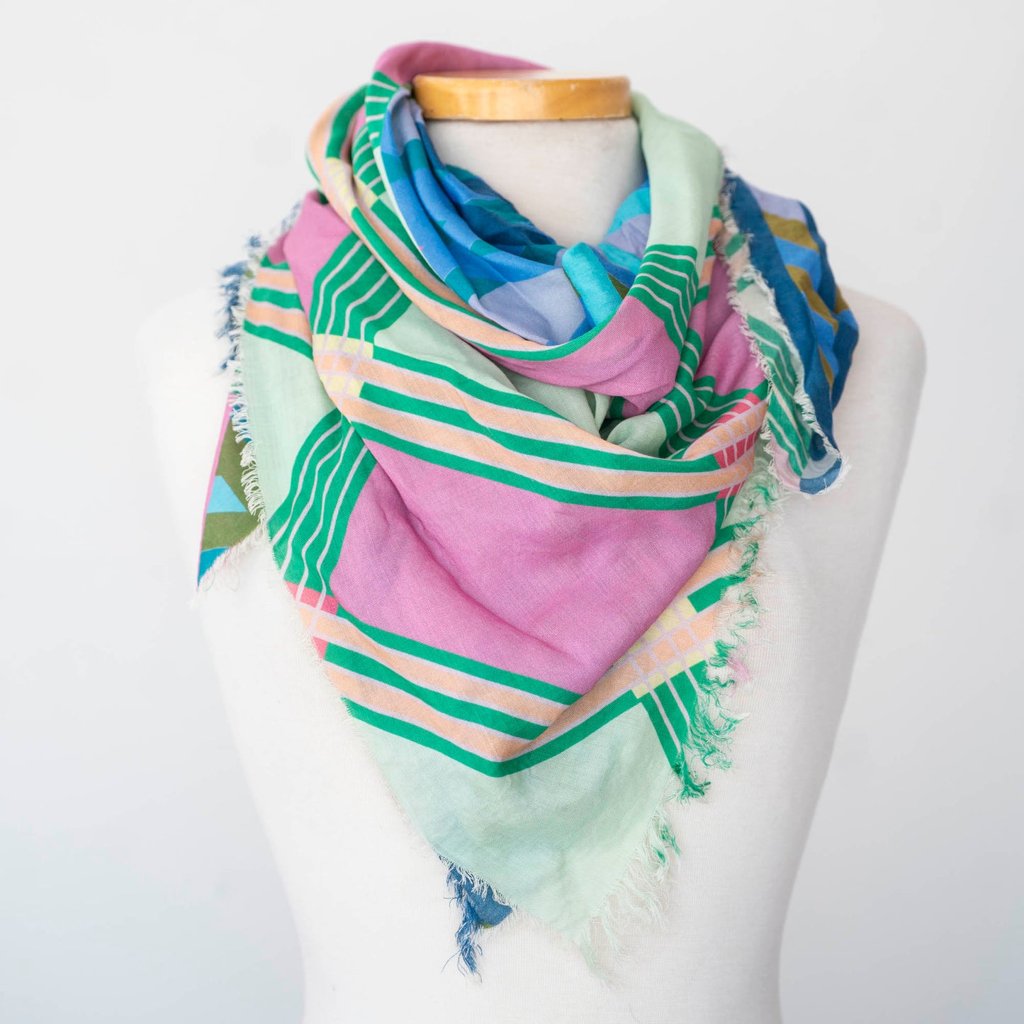 Summer in the Mountains Wool & Silk Scarf - Stripes