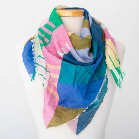 Spring in the Mountains Wool & Silk Scarf - Shapes