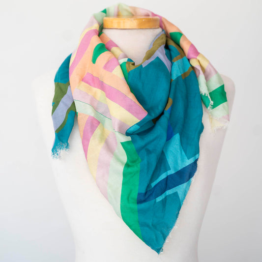 Spring in the Mountains Wool & Silk Scarf - Crossed