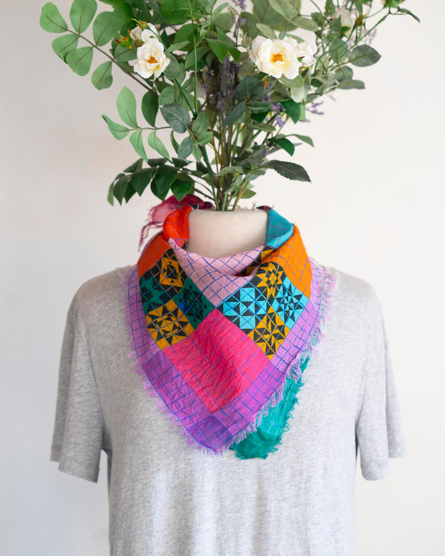 Autumn Cotton Scarf - Patchwork