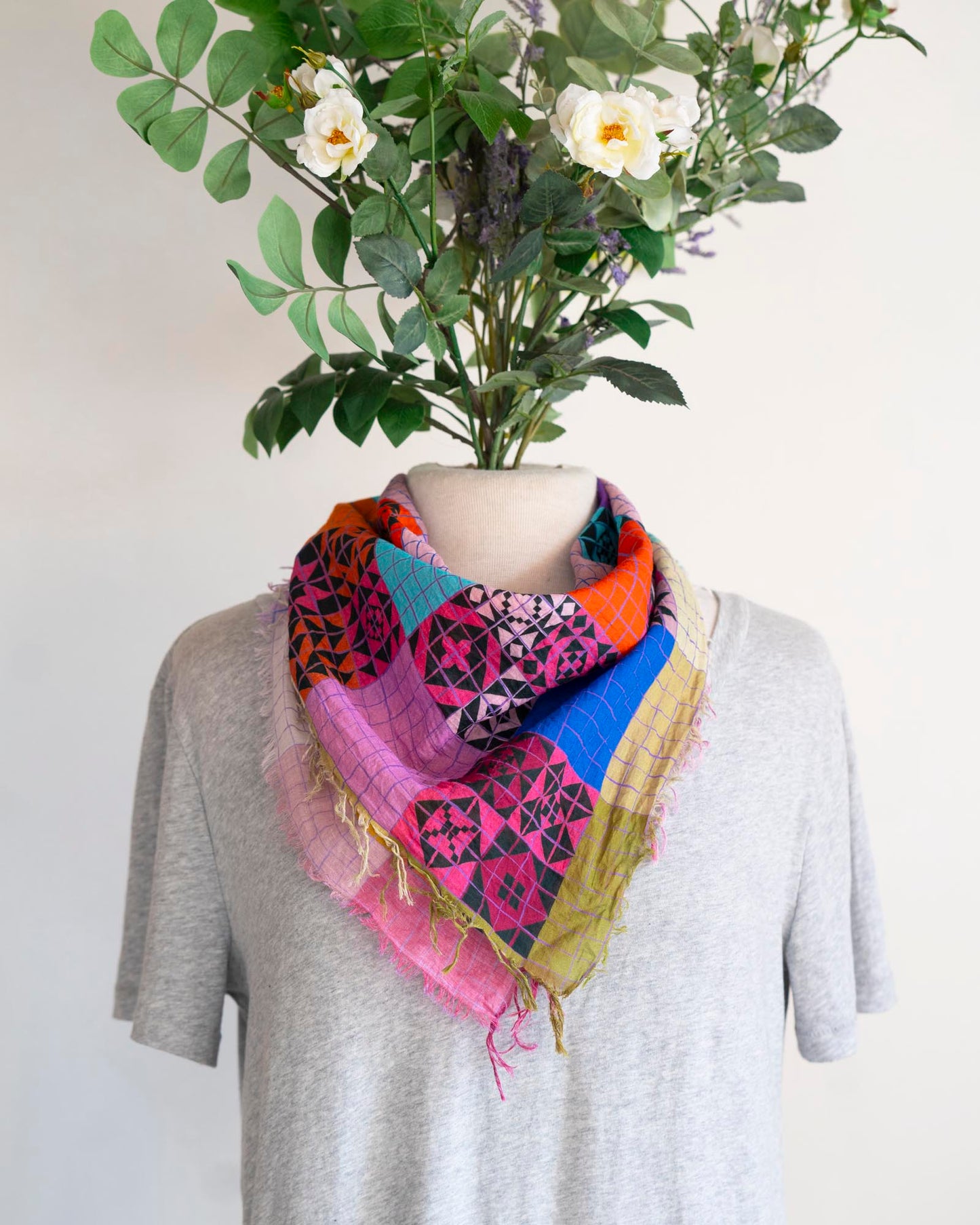 Autumn Cotton Scarf - Patchwork