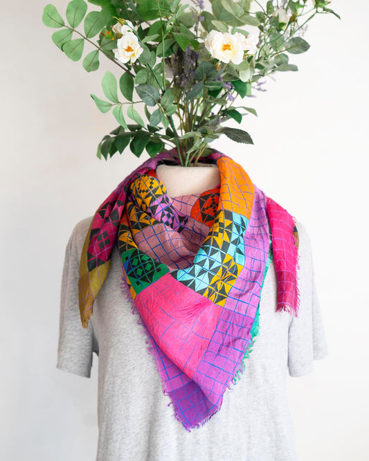 Autumn Silk Wild Rag Scarf - Patchwork